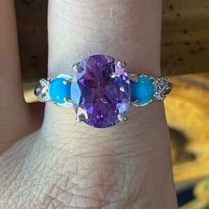 Moroccan Amethyst Sleeping Beauty Turquoise Ring Size 10